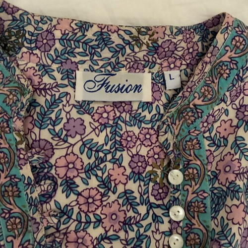Fusion Indian cotton dress L, multicolor