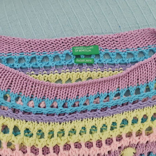 Benetton knitted girls sweater like new, colorful, size 170 cm