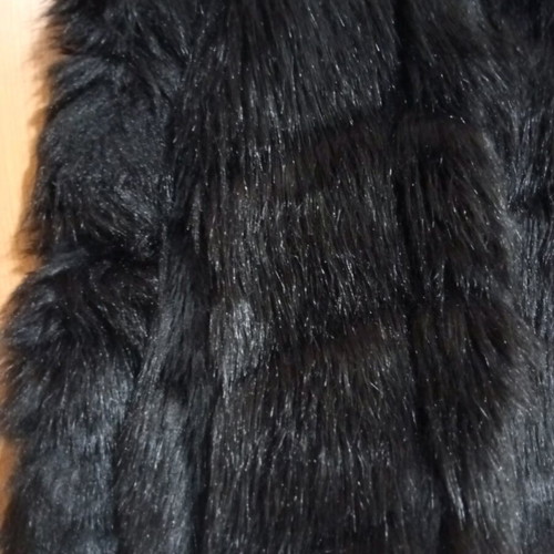 Short synthetic black fur coat like new, size S-M