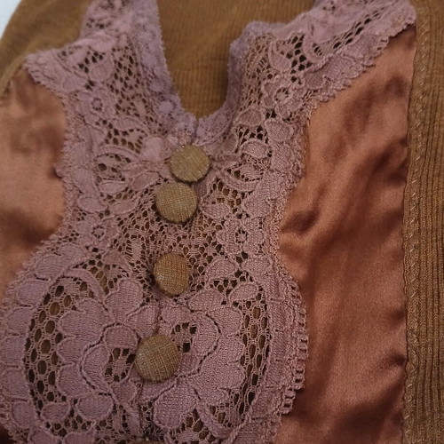 Dolce & Gabbana long-sleeve wool and silk top with lace