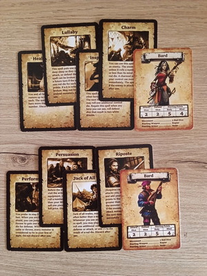 HeroQuest Bard Hero expansion like new with 4 Bard Spells and 4 Skills