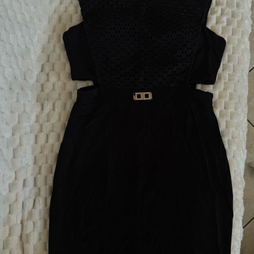 Evening mini dress like new, black with gold details, M/L