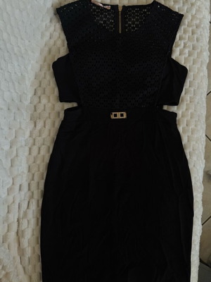 Evening mini dress like new, black with gold details, M/L