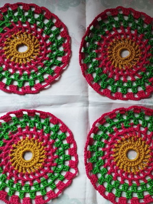 Handmade cotton coasters set of 4 new
