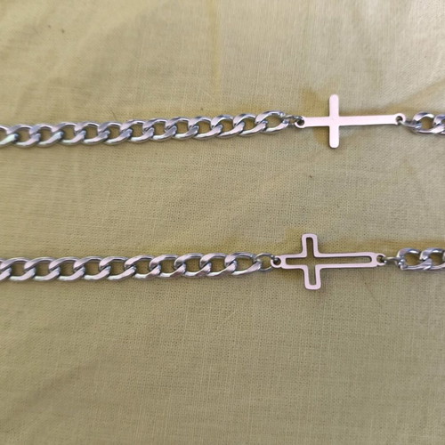 Bracelet set stainless steel with crosses, new, silver