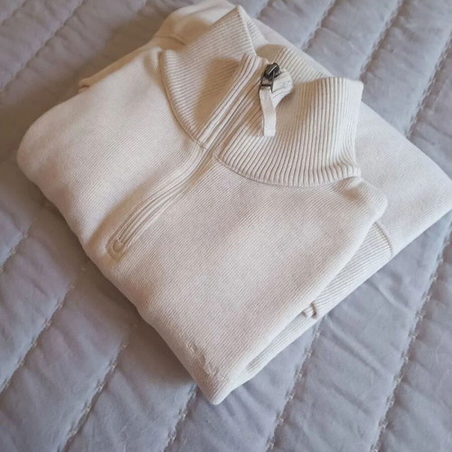 Gant Unisex Long-Sleeve Sweater with Zipper Medium Used, White