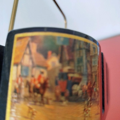 Vintage card and chip holder used, Italian 1960 lacquered wood