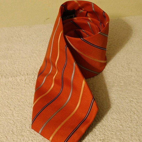 Luciano Soprani men's tie new, orange striped
