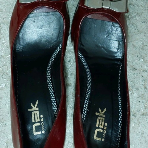 Nak patent leather pumps used, burgundy/deep red, size 38, genuine leather