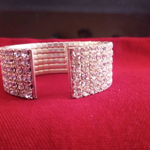Enzzo Vintage '00s Cuff Bracelet with 5 Rows of Sparkling Rhinestones like new