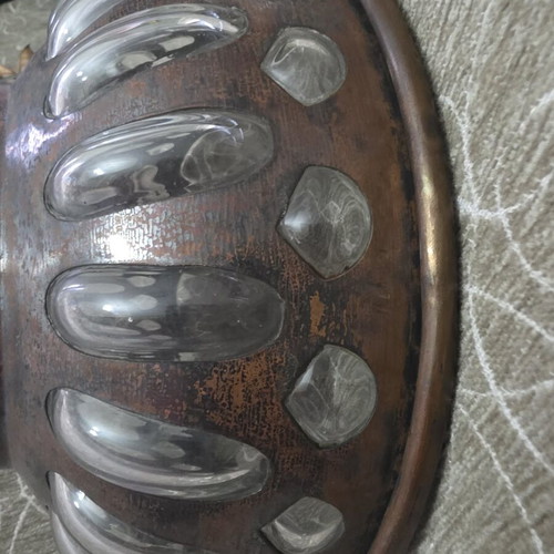 Large vintage bowl of bronze and glass like new