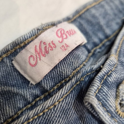 Girls' set with strass, like new, T-shirt and denim shorts
