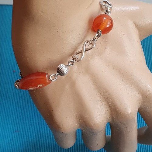 Silver 925 bracelet with carnelian stones used