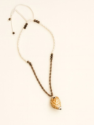 Handmade necklace with natural shell, new, white and brown