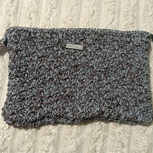 Nine West envelope clutch bag like new, gray with gold thread details