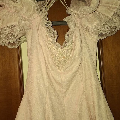 Vintage Dress Karen Okada for Climax 80s muted pink lace like new