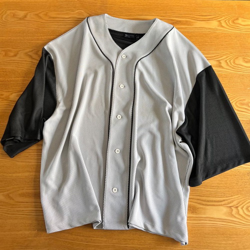 ASOS Design Baseball Jersey Shirt 2XL, grey and black mesh