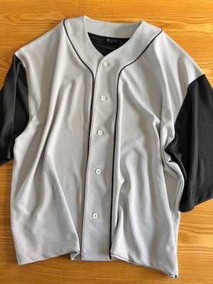 ASOS Design Baseball Jersey Shirt 2XL, grey and black mesh
