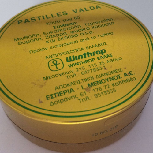 Vintage metal collectible tins Strepsils and Valda lozenges used, set of 3