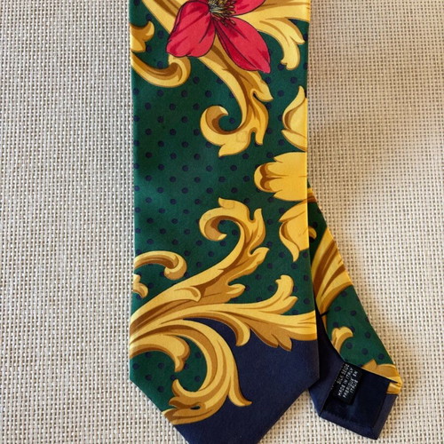 Kenzo vintage silk tie with baroque floral pattern, like new