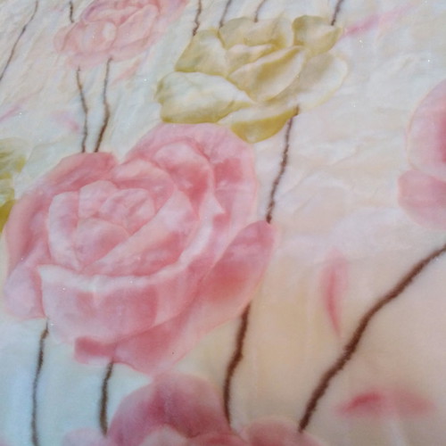 Velveteen double blanket new with double-sided design and embossed flowers