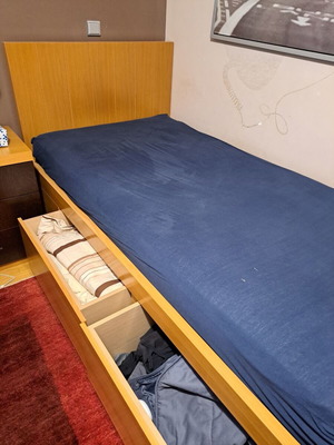 Single bed used with storage drawers and mattress included