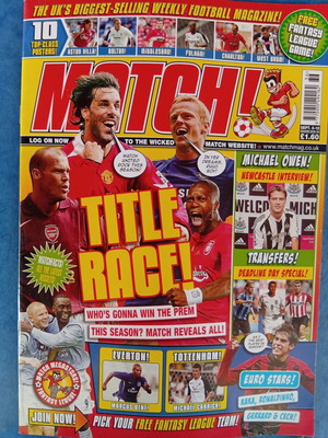 Match Football Magazine issue 6-12/9/2005 like new with Liverpool Super Cup poster