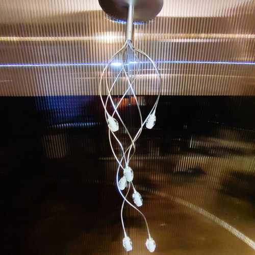Medousa ceiling light like new, 7-light chrome with glass ends