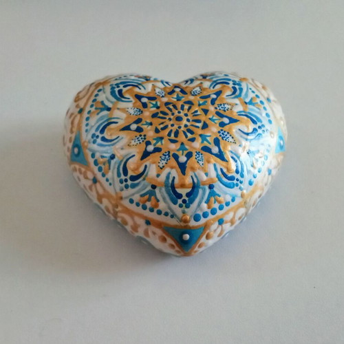 Handmade mandala heart decoration new with acrylics