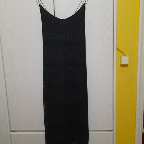 Midi black dress with lace, like new, sizes XXS-XS-S