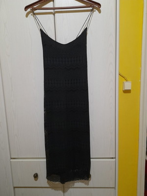 Midi black dress with lace, like new, sizes XXS-XS-S