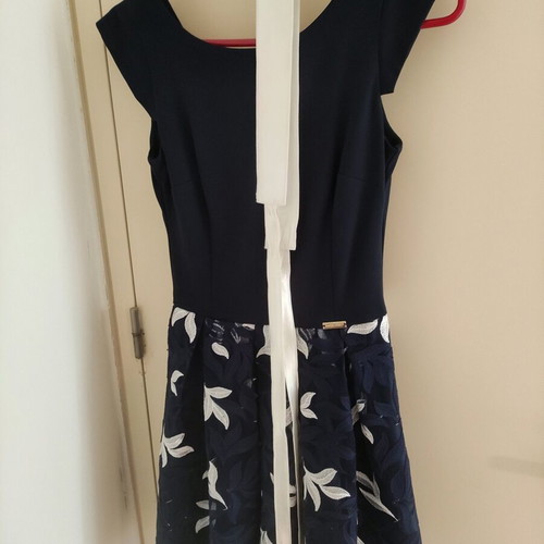 Mystic blue dress like new with removable white belt