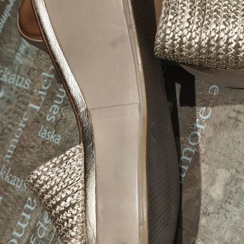 Tsakiris Mallas shoes like new, gold platform sandals size 37-37.5