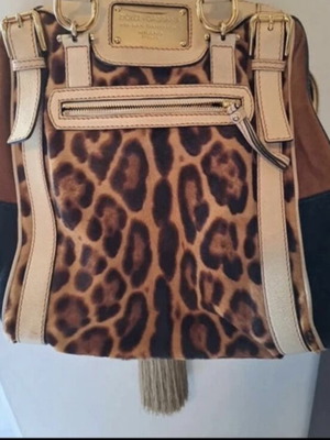 Dolce & Gabbana leather handbag like new, beige and brown