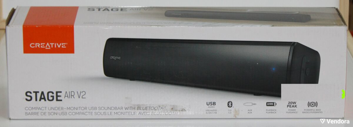 SoundbarCreativeSTAGEAIRV2,2.0,Bluetooth5.3,USB-C,Aux-in,20W