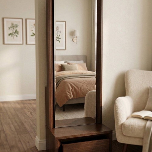Storage column with mirror and drawer like new