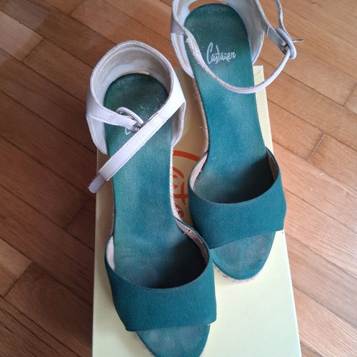 Castaner wedge espadrille sandals used, green, size 39