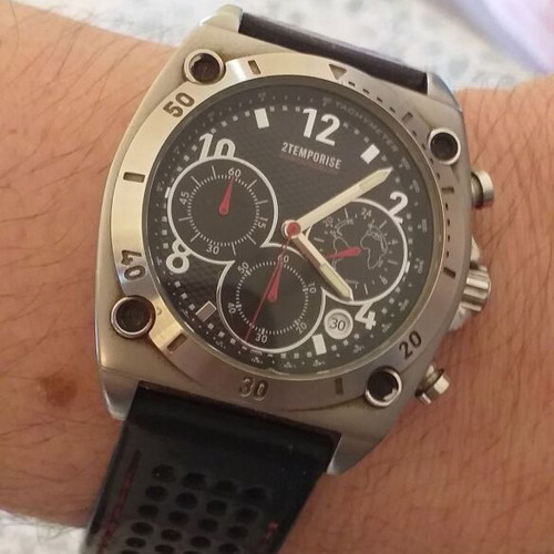 2temporise TCM men's wristwatch chronograph used, water resistant 10 bar
