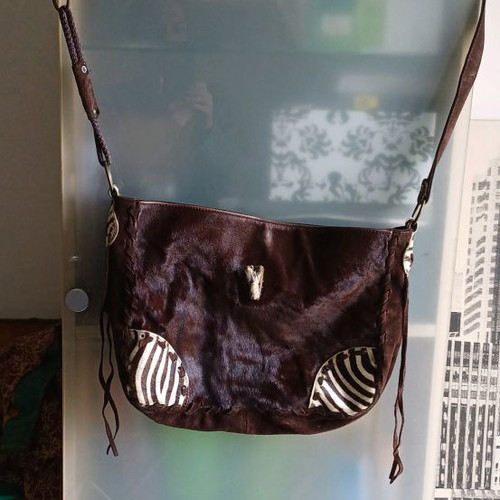 Zara crossbody bag brown castor pony skin like new