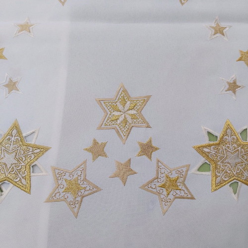 Christmas Table Runner White With Gold Stars 35×175cm