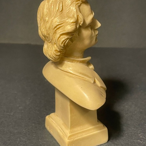 Chopin Bust vintage mid-century bonded alabaster sculpture