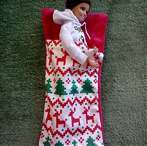 Υπνόσακος με χριστουγεννιάτικα σχέδια για κούκλα περίπου 30 εκ.