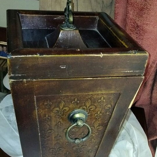 Antique 19th Century Wooden Cutlery or Candle Box with Fleur-de-lis, used