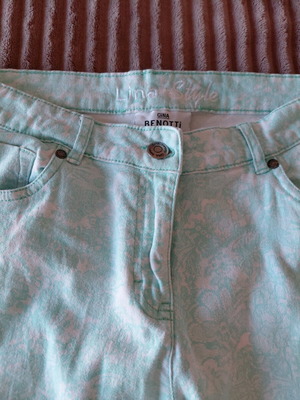 Gina Benotti women's cotton pants like new, white and turquoise, size L