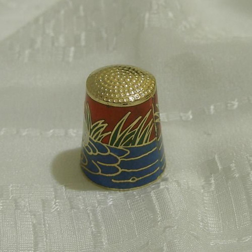 Collectible brass thimbles 2 with multicolor enamel new