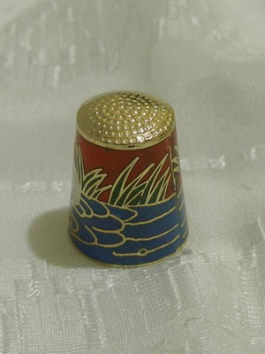 Collectible brass thimbles 2 with multicolor enamel new