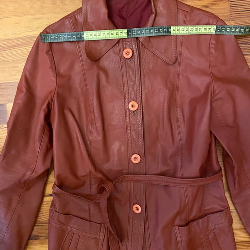 Leather vintage jacket brown large used with lining