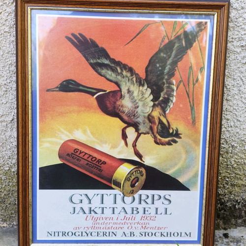 Vintage poster used, Nitroglycerin A:B Stockholm hunting chart from 1932
