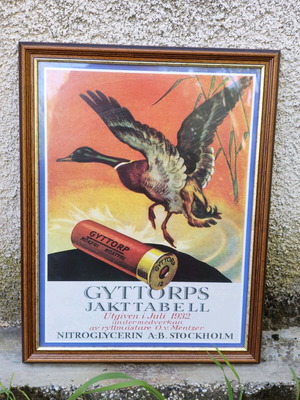 Vintage poster used, Nitroglycerin A:B Stockholm hunting chart from 1932