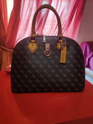 Guess handbag with extra crossbody strap, like new, brown and yellow